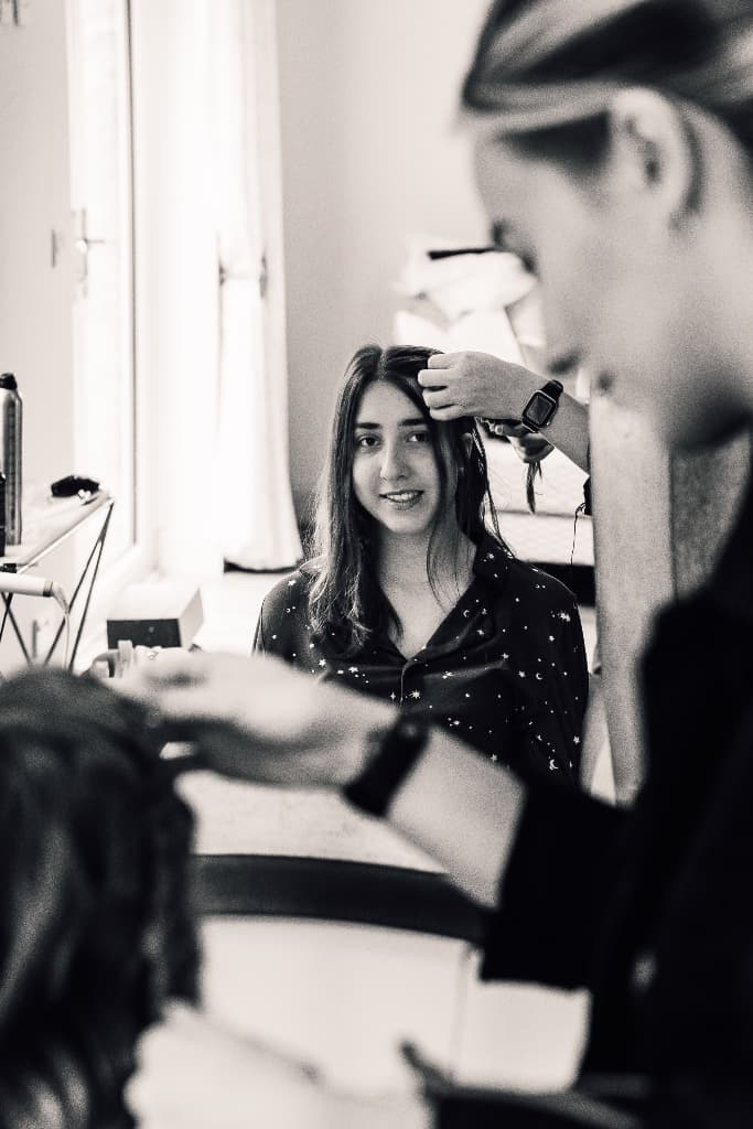 Wedding preparation B&W