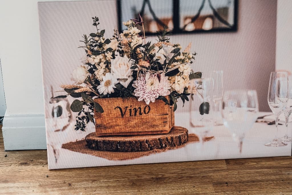 Flower arrangement on canvas